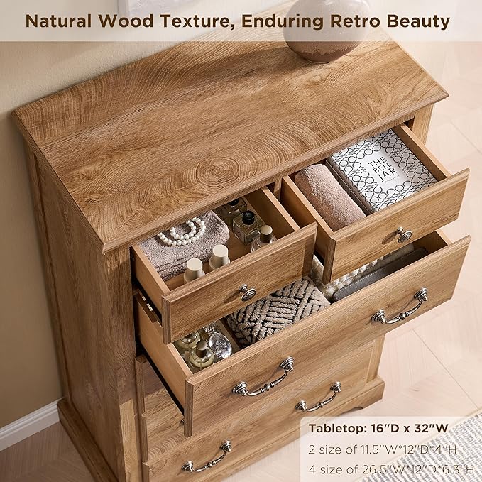 T4TREAM 48" Tall 6 Drawers Dresser Chests
