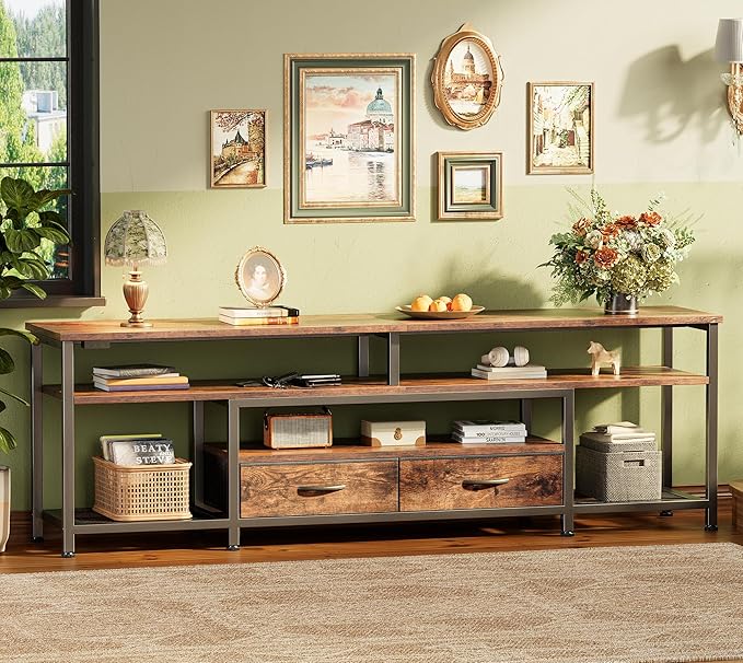 Huuger 63 Inch LED TV Stand for 65 70 Inch TV, Entertainment Center