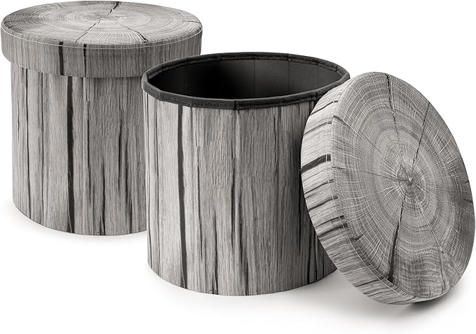 Sorbus Tree Stump Stool, Storage Ottoman 15 Inch Fake Tree Stumps Log Stool