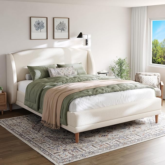 Christopher Knight Home Hazel Queen Size Bed Frame, Upholstered Platform Bed