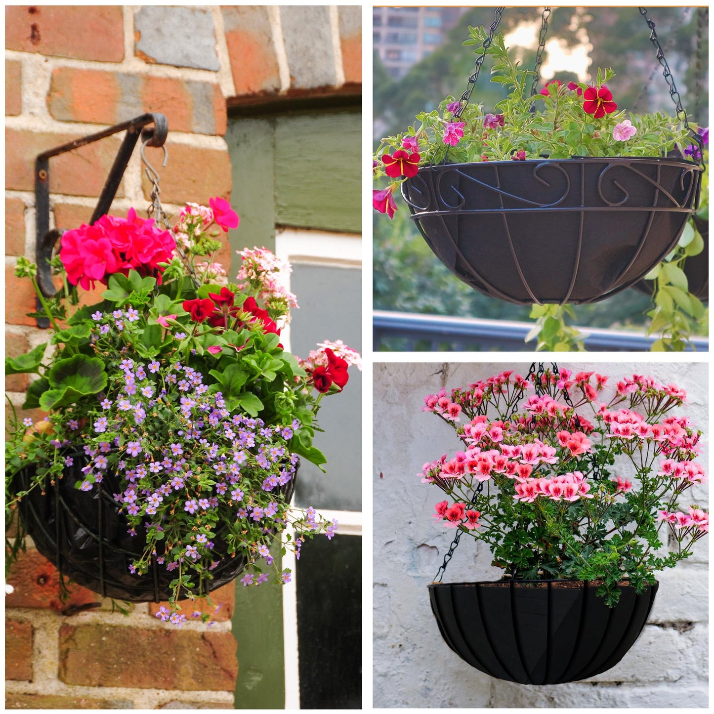 Sumloty 4 Pack 12 Inch Fabric Planter Basket Liner- Felt Flower Pot Liners Replacement Coco Fiber Liner for Hanging Basket Flowers Round Hanging Basket Liners Prevent Birds from Nesting