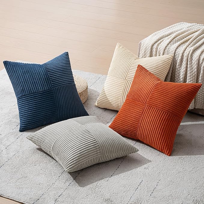 MIULEE Blue Rust Throw Pillow Covers 18x18 Inch Set of 4 Boho Farmhouse Cushion