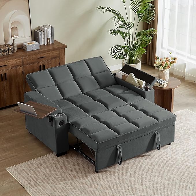 Auvsoce 65" Sleeper Sofa Bed Loveseat, Convertible Couch