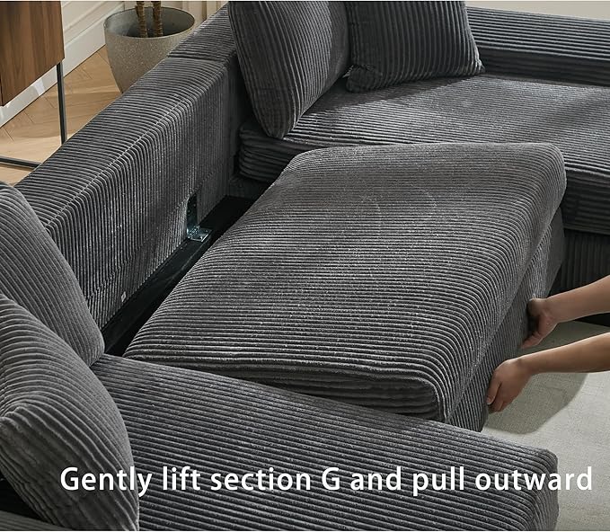 114" Sectional Couches with Pull Out Bed