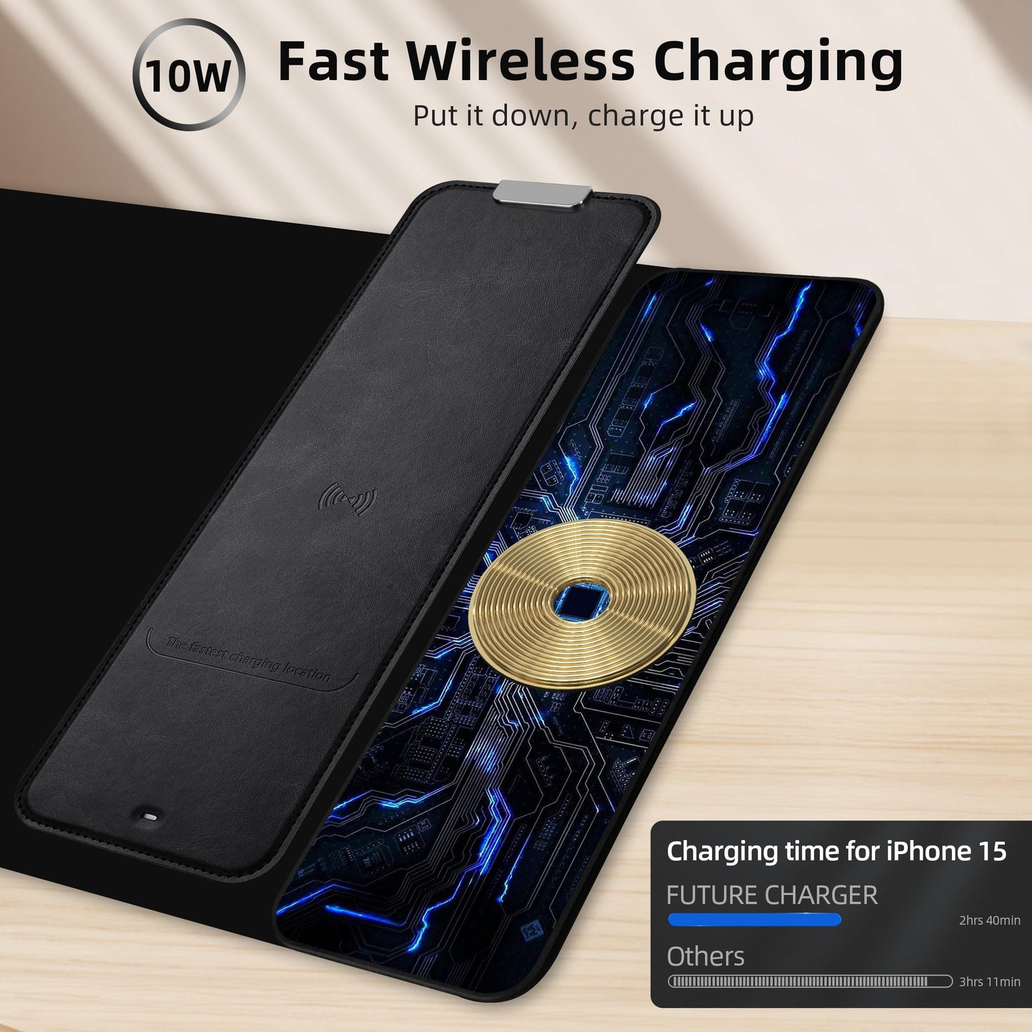 Gaming Mouse Pad, Wireless Charging Mouse Pad Gaming, 31.5"x11.8" Large RGB Desk Mat for Laptop/Computer/Keyboard, 9 Light Modes, Waterproof Smooth Surface, Non-Slip Base, Black