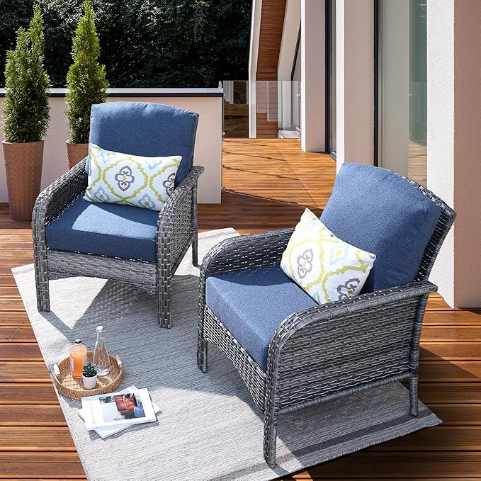 ovios 2-Piece Patio Furniture Set, Outdoor Wicker Sofa