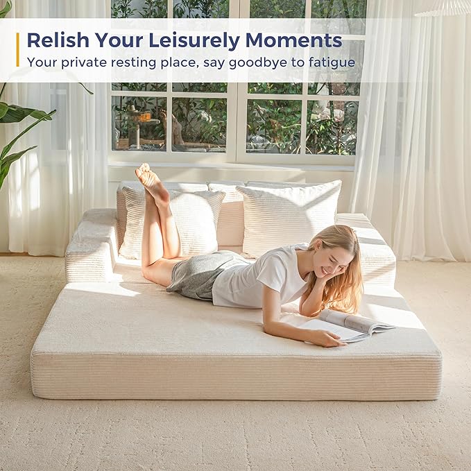 MAXYOYO Loveseat Sofa Bed, 4 in 1 Convertible Boneless Couch Folding Recliner