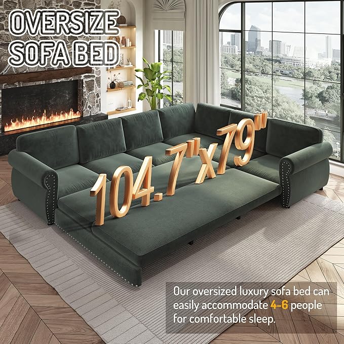 118" L-Shaped Sleeper Couch Bed