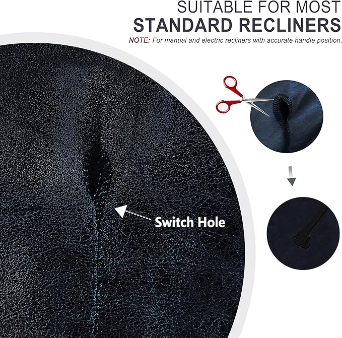 ANARACHON Leather Look Loveseat Recliner Cover, 6-Pieces Stretch Dual Recliner