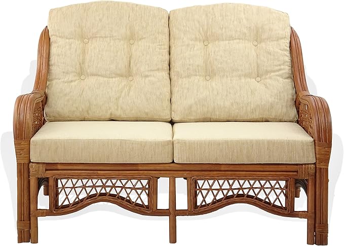 Malibu Lounge Loveseat Sofa Natural Rattan Wicker Handmade Design