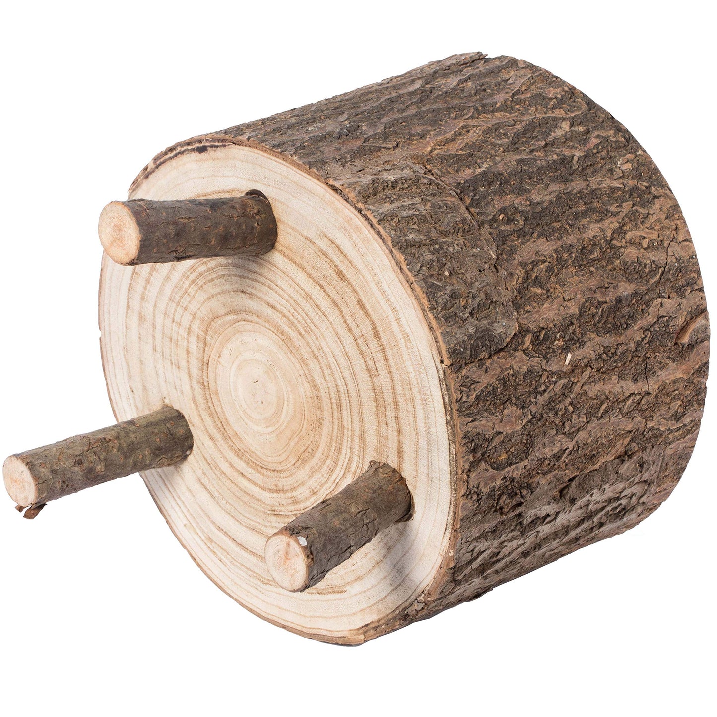 Vintiquewise Wooden Stump Tree Log with Bark Planter Pot with Small Tree Branch Legs