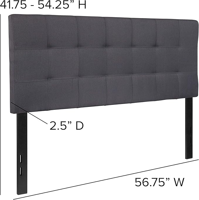 Flash Furniture Bedford Tufted Upholstered Full Size Headboard in Dark Gray