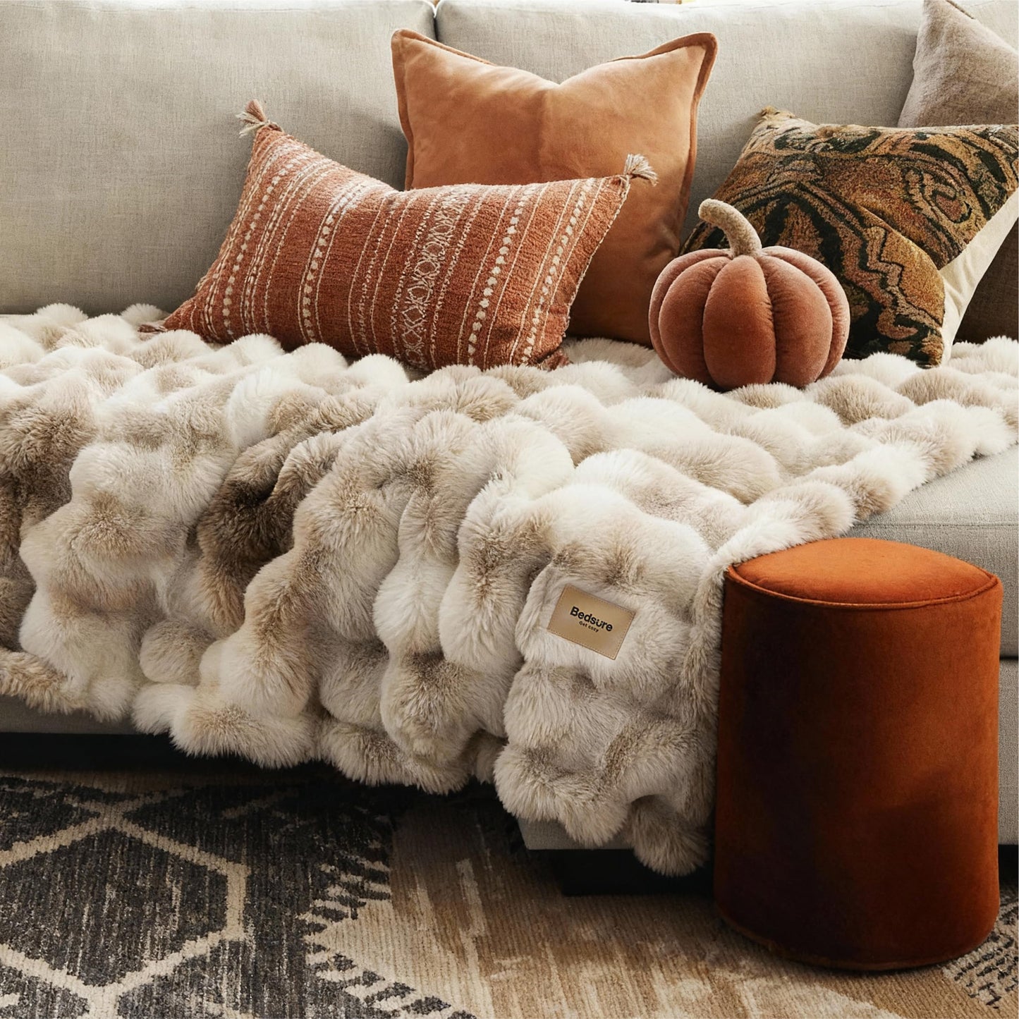 Bedsure Soft Fluffy Faux Fur Throw Blanket for Couch Cozy Gifts for Women, Fuzzy Fleece Bubble Blanket for Sofa Chair, Tie Dye Taupe Cloud Throw Coloring Bed Cover, Tan Brown Thick Warm Plush Bedding