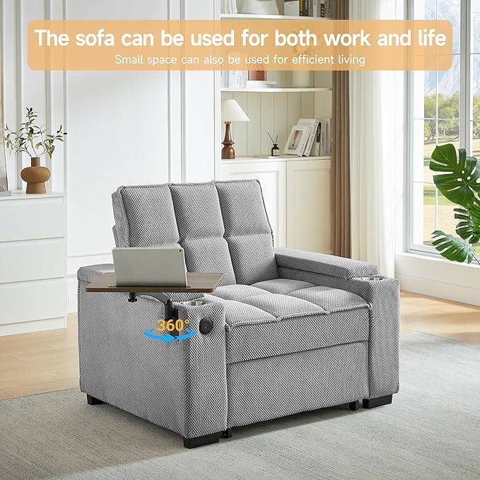 Auvsoce 3-in-1 Folding Convertible Sofa Bed Set of 2, Sleep Couch