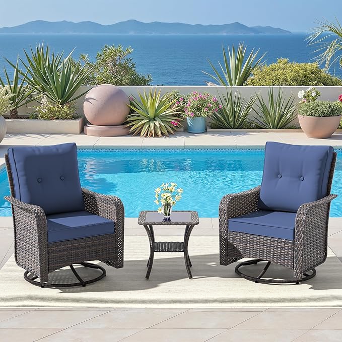 ALAULM Outdoor Swivel Rocking Chairs Set of 2