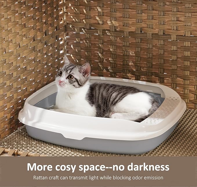 Cat Litter Box Enclosure with Soft Litter Mat; Hidden Cat Washroom Furniture