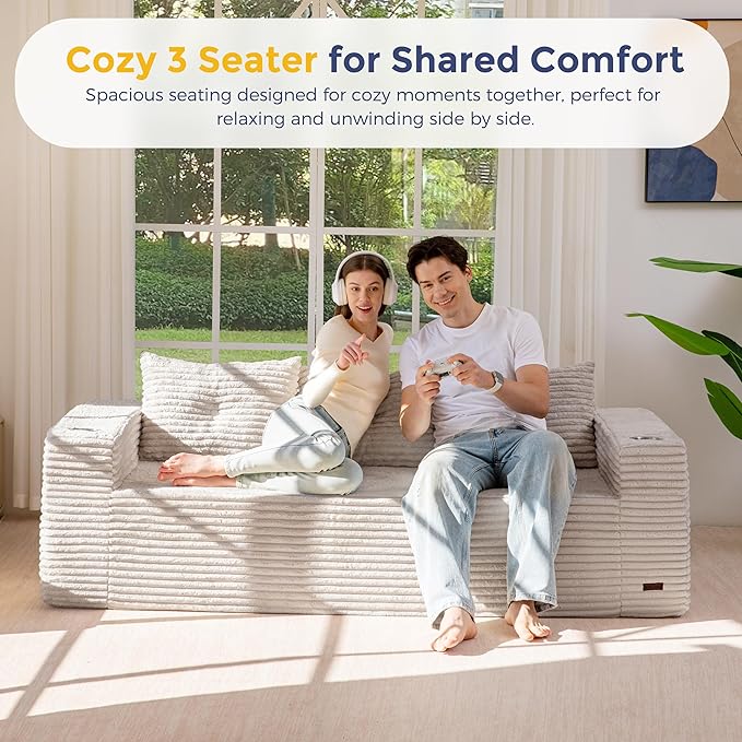 MAXYOYO 79" Oversized Boneless Loveseat Sofa Couch