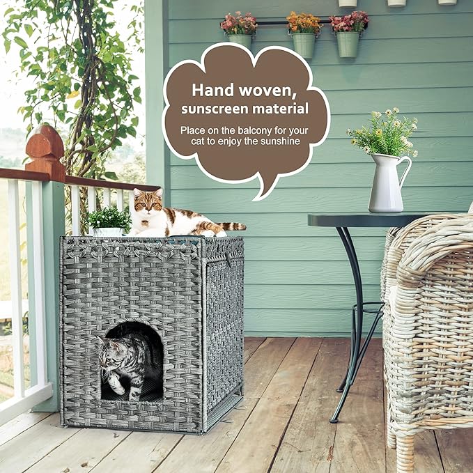 Cat Litter Box Enclosure with Soft Litter Mat; Hidden Kitten Washroom Furniture