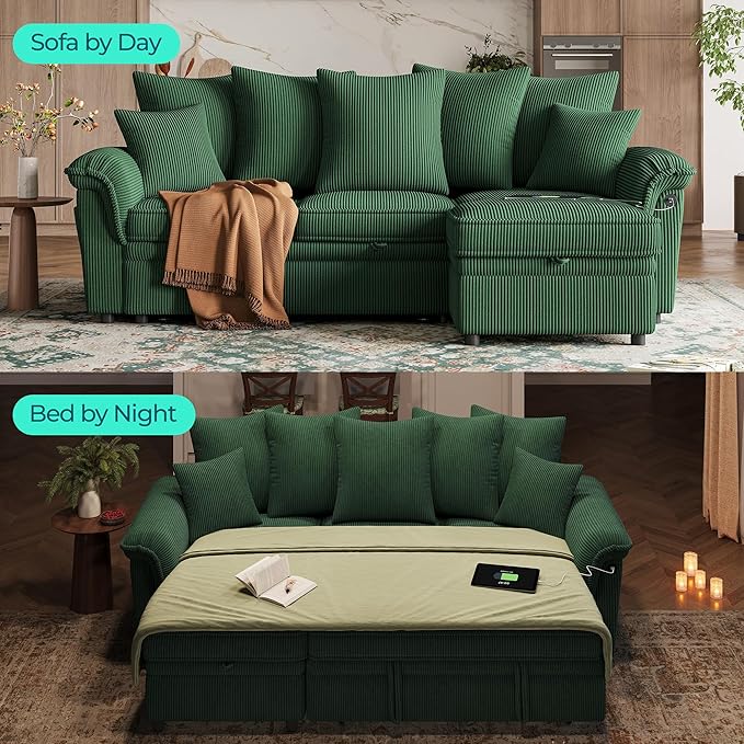 LINSY HOME 90.5'' Sectional Sleeper Sofa
