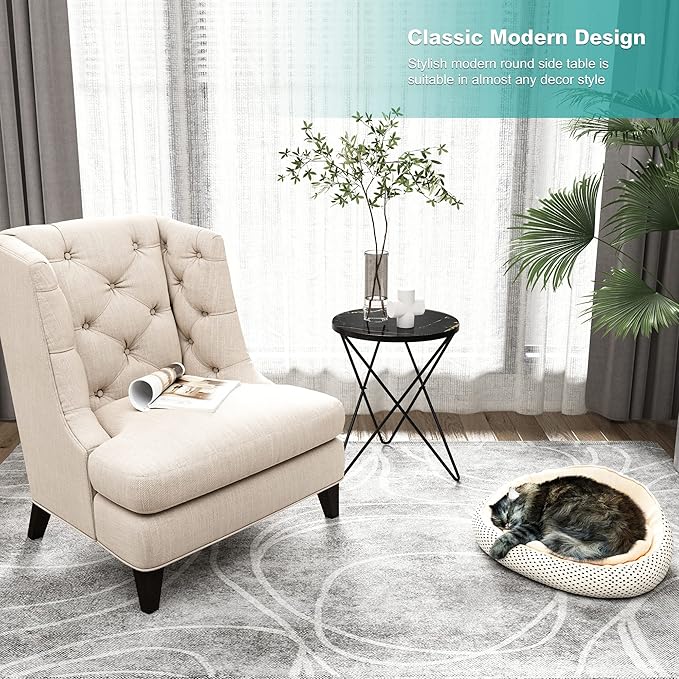 HLR Modern Round Side Table Set of 2, End Table