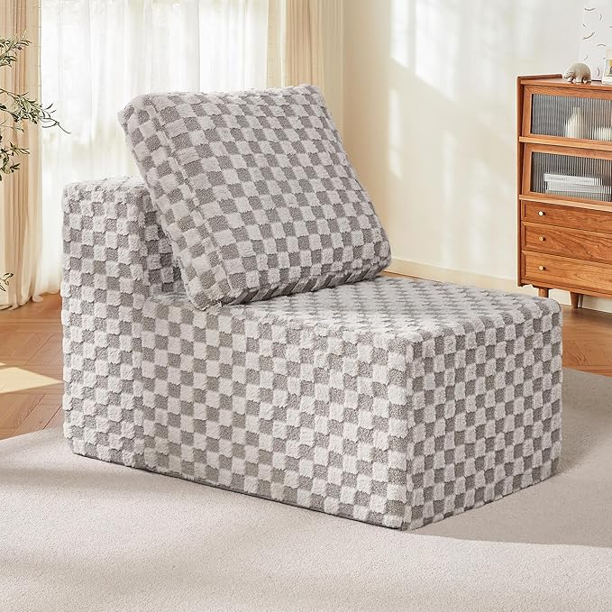 Single Sofa 1 Seat Couch with Deep Seat Memory Foam Cloud Chair with Pillows