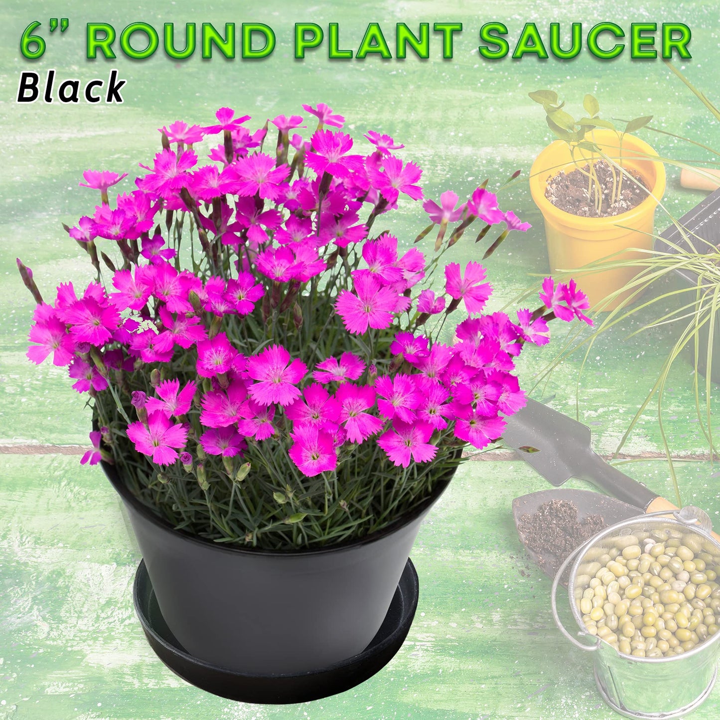 Little Bear Peak Round Composite Plant Saucer/Tray (2-Pack) | 60% Recycled Plastics & 40% Stone/Wood Powder | Heavy-Duty Water Catcher | Indoor & Outdoor use | Recycle at End of Life | Water Flowers