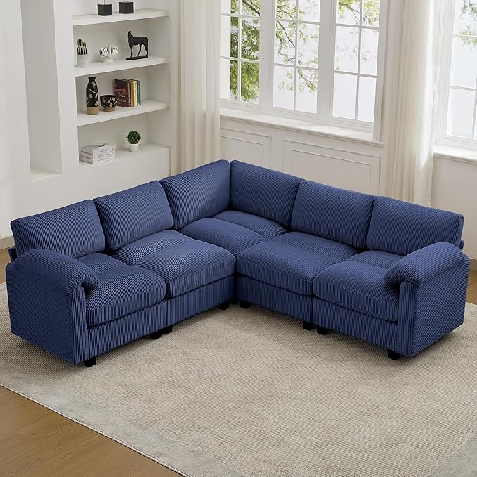 87'' V-Shaped Sectional Sofa Couch, 5-Seater Modular Couches
