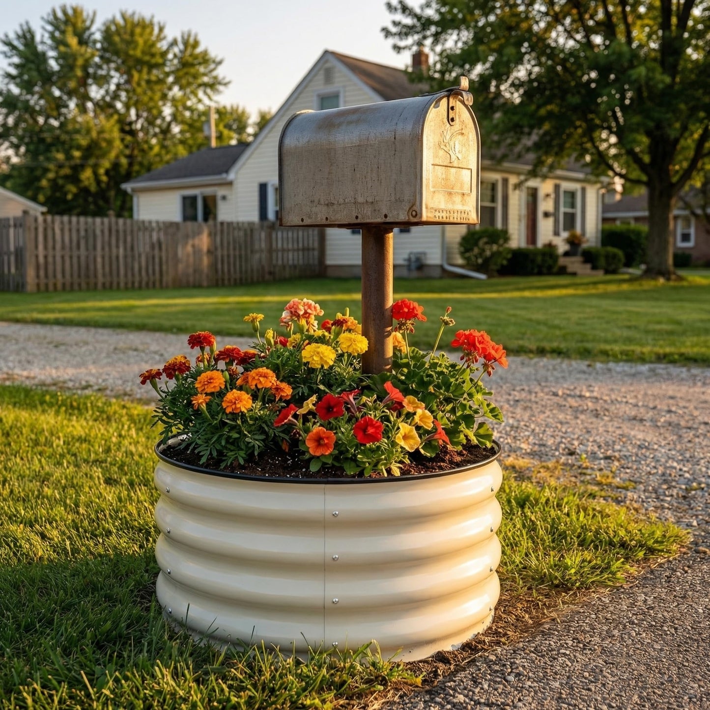 SnugNiture 3 Pcs 2x2x1ft Round Galvanized Raised Garden Bed Kit Outdoor, Metal Planter Box for Planting Plants Vegetables, White