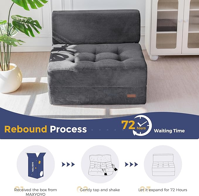 MAXYOYO 8" Folding Sofa Bed, Fold Out Chair Bed Sleeper Chair, Convertible