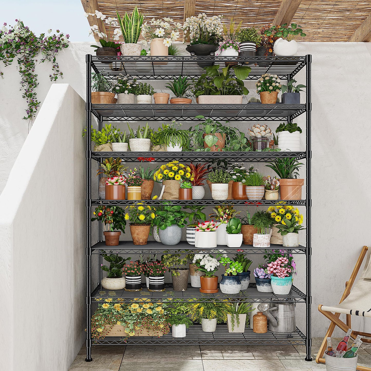 82.6H Metal Shelving Unit 7 Tier Storage Shelves Adjustable Wire Shelving Metal Wire Shelf Pantry Shelves Commercial Rack for Kitchen Pantry Utility Room Garage 45" W x 82.6''H x 13.5" D, Black