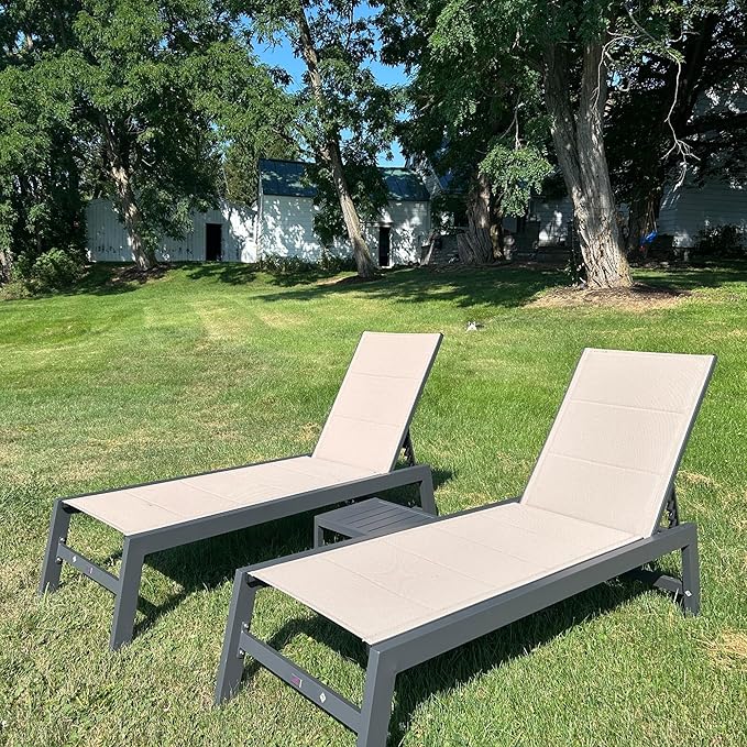 PURPLE LEAF Outdoor Chaise Lounge Set of 2 Aluminum Patio Lounge Chair