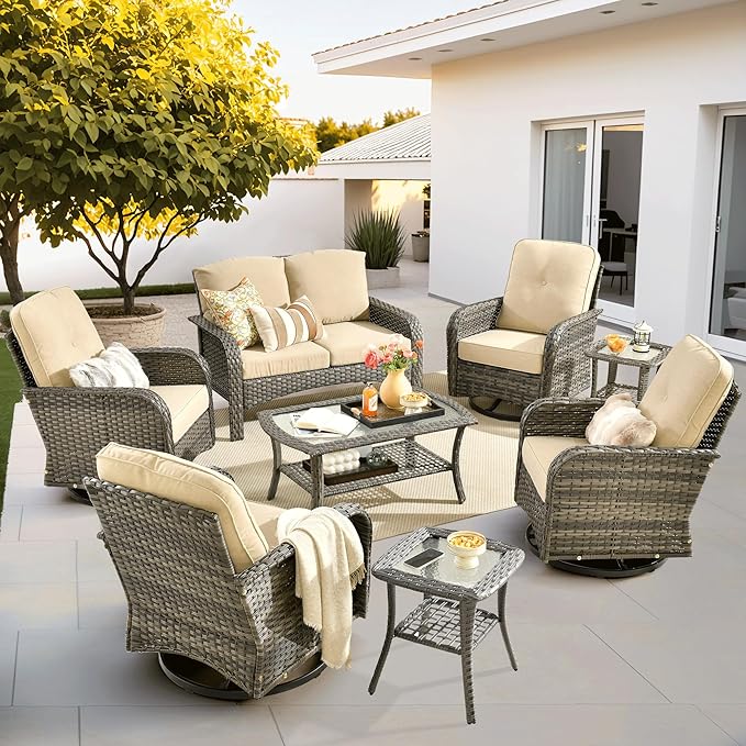 ovios 8-Piece Patio Furniture Set, Outdoor Wicker Sofa