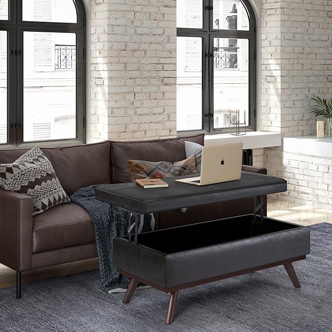 SIMPLIHOME Owen Lift Top Coffee Table Storage Ottoman