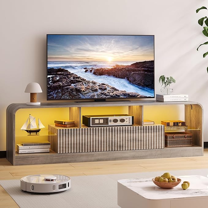 TV Stand for 60/65/70 Inch TVs, Modern Curved TV Console