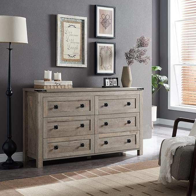 T4TREAM Farmhouse 6 Drawers Dresser