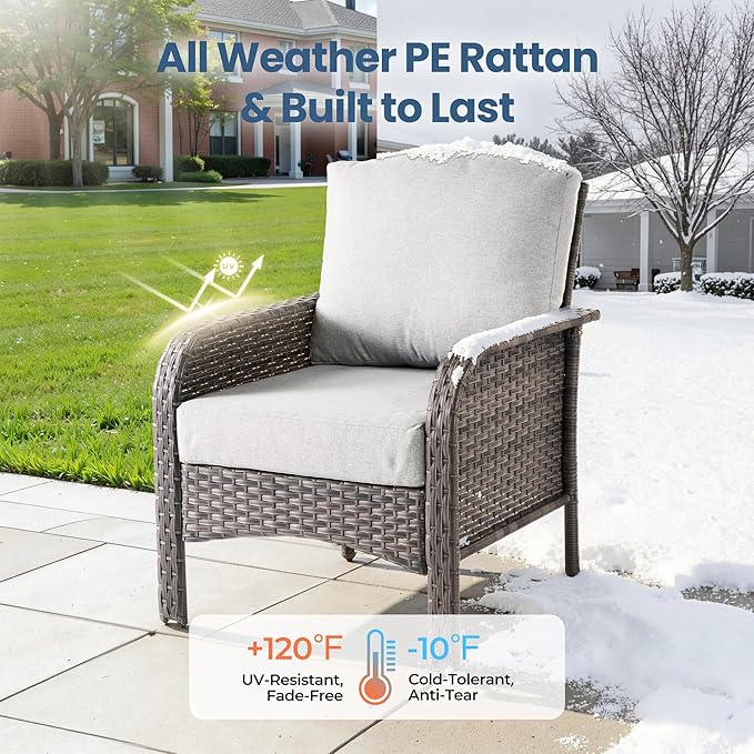 Weaxty Wicker Patio Furniture Set High Back Loveseat Sofa Couch Armchair Coffee