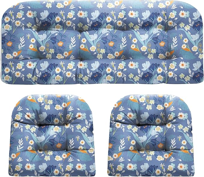 DANGHOOGY Wicker Chair Cushions, Waterproof Outdoor Loveseat Cushions