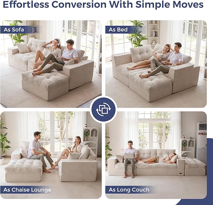 MAXYOYO 104" L Shaped Modular Sectional Sofa