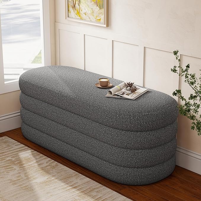 Busaurus Storage Ottoman Bench 49.2 Inch Upholstered Fabric Storage Bench