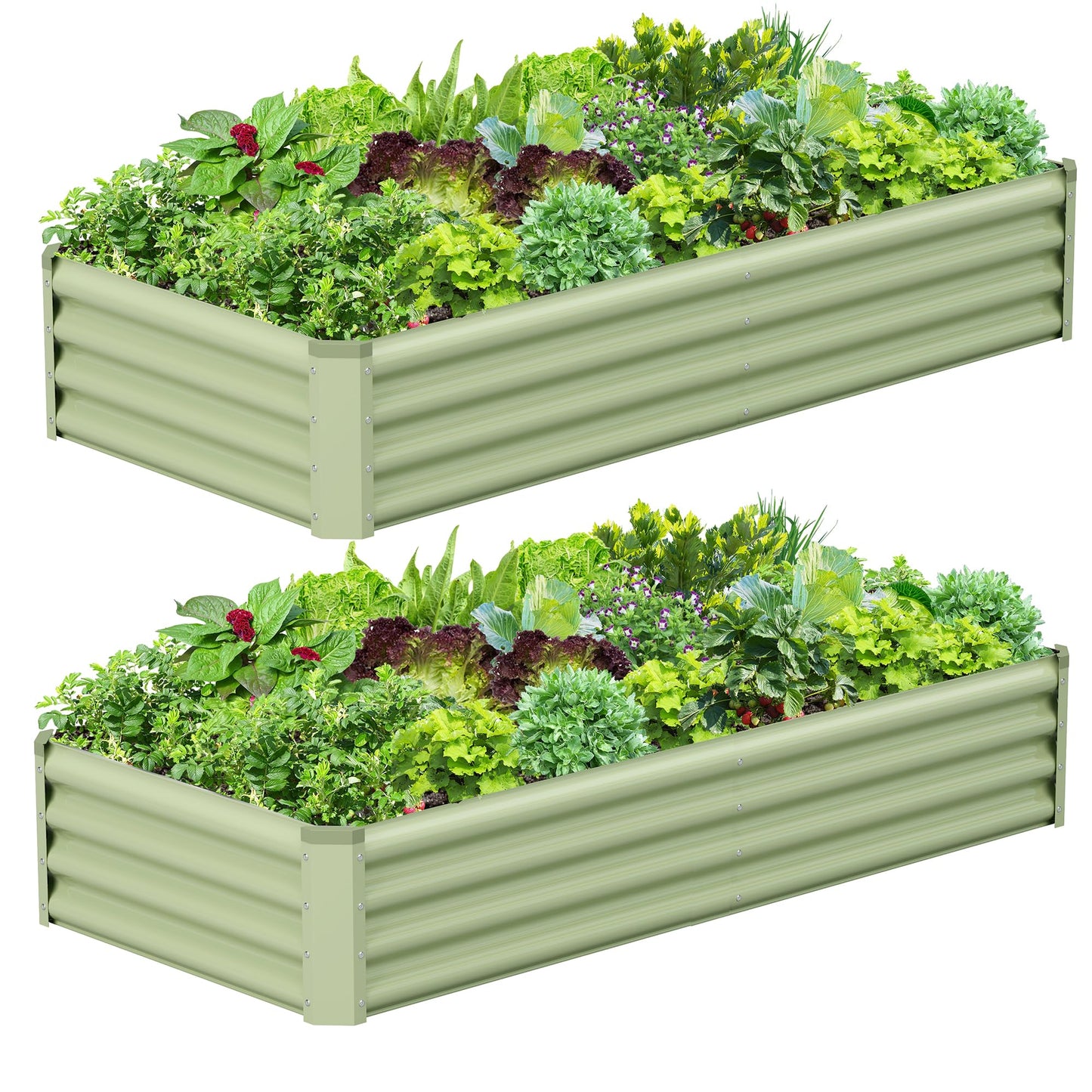 Ayen Guard 2PCS 6x3x1FT Galvanized Raised Garden Bed, Galvanized Planter Raised Garden Boxes Outdoor, Large Metal Raised Garden Beds for Vegetables-Green