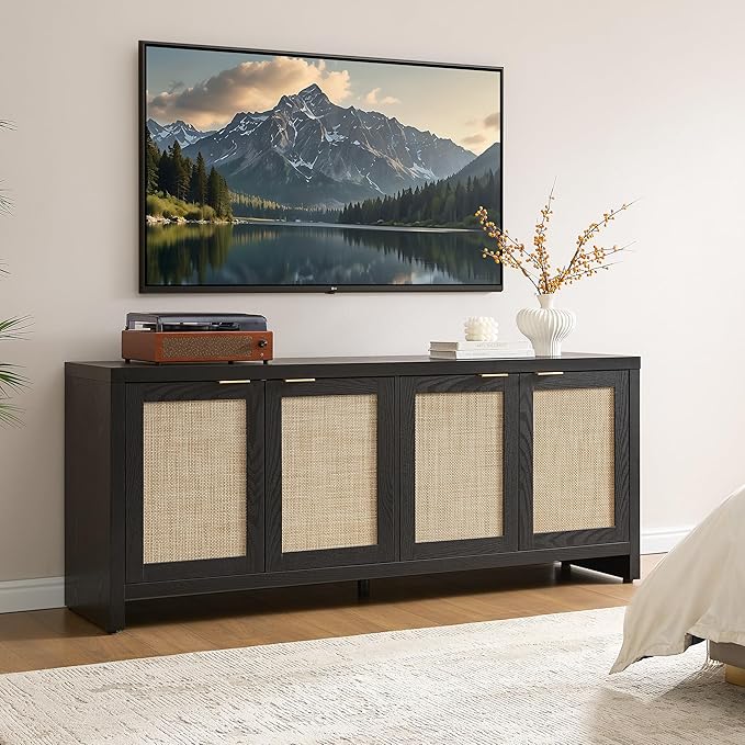 SICOTAS TV Stand for Living Room Boho Entertainment Center for Bedroom