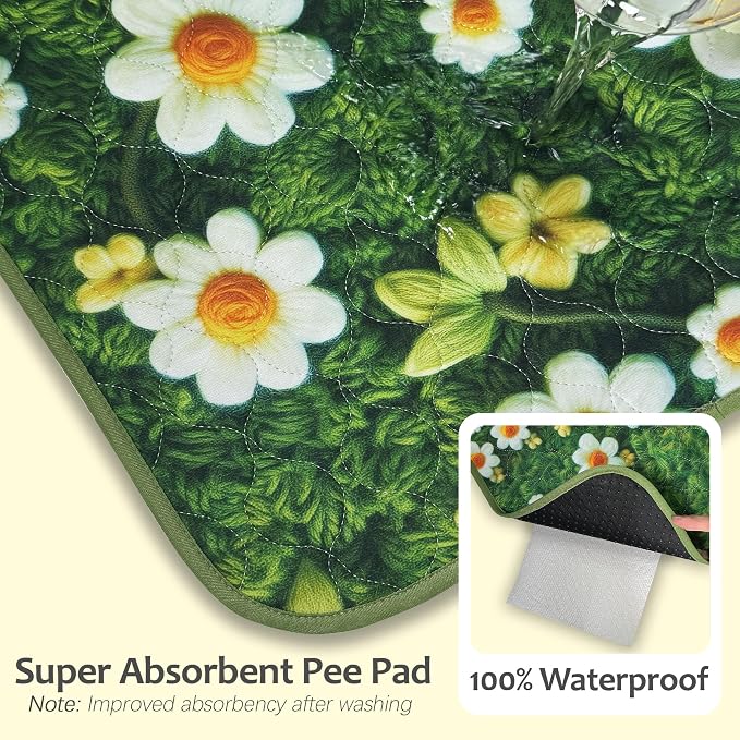 Washable Pee Pads for Dogs, Reusable Puppy Potty Training Pads, Ultra-Absorbent Thick Waterproof Leak-Proof Non-Slip Pads & Mat for Crate, Playpen, Floor, Whelping & Housebreaking , 2 Pack 54"x54"