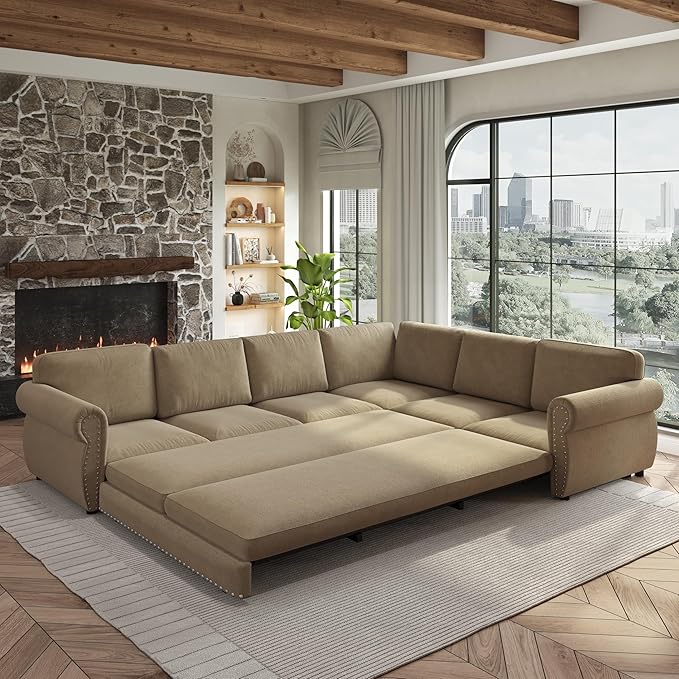 118" L-Shaped Sleeper Couch Bed