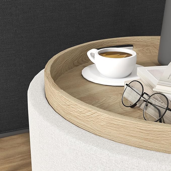 HOMCOM Round Storage Ottoman