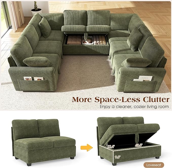 Ihanherry 8-Seater Large Sectional Sofa Bed