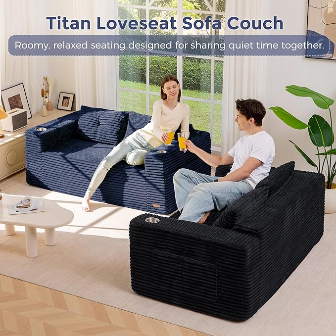 MAXYOYO 63" Boneless Loveseat Sofa Couch