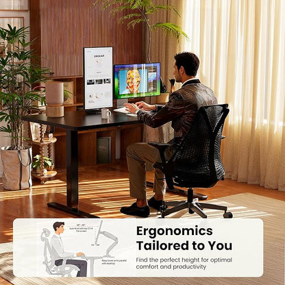 ErGear Height Adjustable Electric Standing Desk, 32 x 19 Inches Sit Stand up Desk, Memory Computer Home Office Desk, Dark Walnut