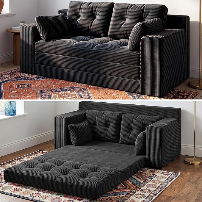 Homkdom Convertible Loveseat Sleeper, Space-Saving Folding Sofa Bed
