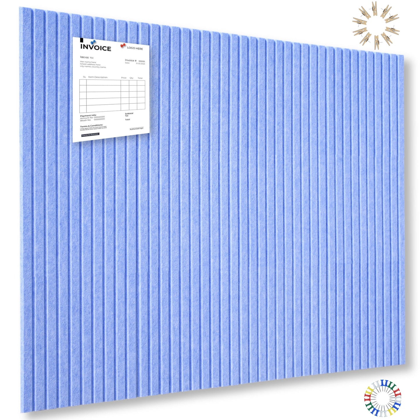 YOUDEFUL Large Cork Board Alternative-12 Pcs Self-Adhesive Felt Bulletin Board Tiles, Felt Pin Board Cork Board Tiles for Home Office Wall Decor, Tack Board 47"x35" (Light Blue