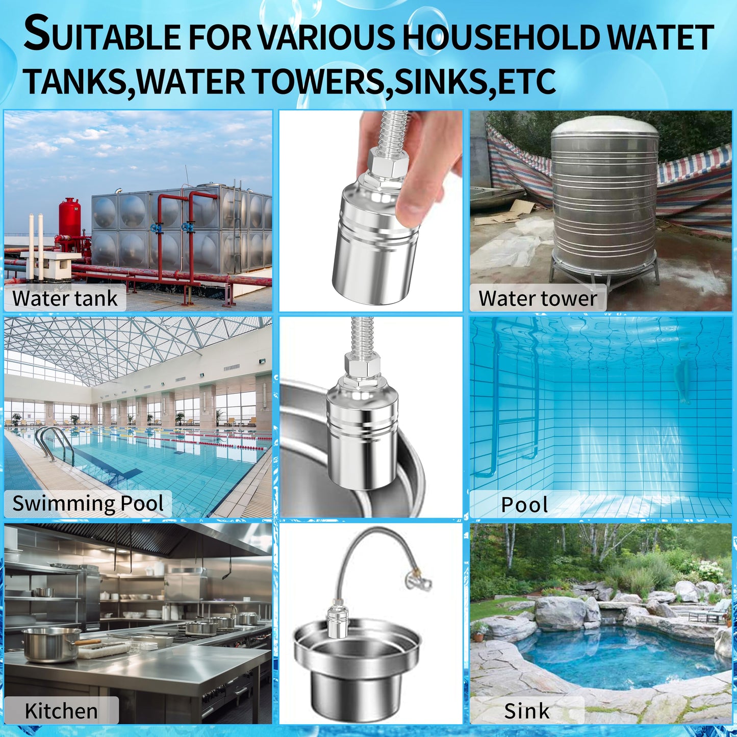 1/2" to 3/4" 1" Water Mini Float Valve,304 Stainless Steel Fully Automatic Level Controller Valve for Wate Tank, Livestock Troughs, Pool, Distiller